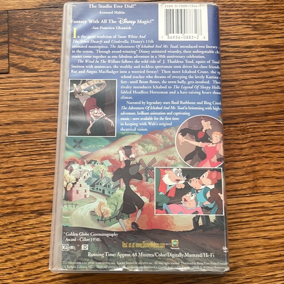 VHS Disney’s Masterpiece The Adventures of Ichabod and Mr. Toad 50th Anniversary - Picture 2 of 4